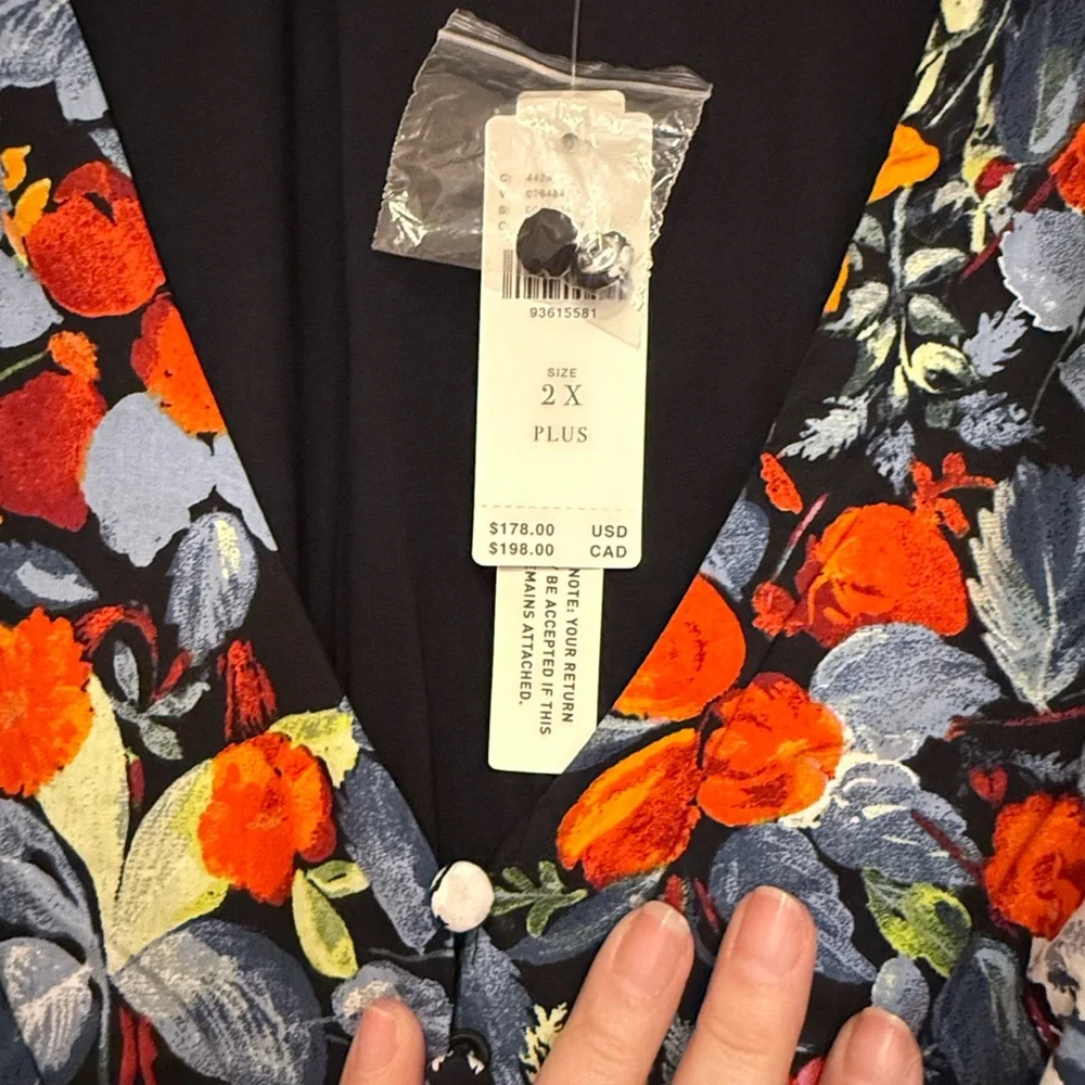 Anthropologie Floral Dress - Black, White, Orange, Red - Picture 2 of 11